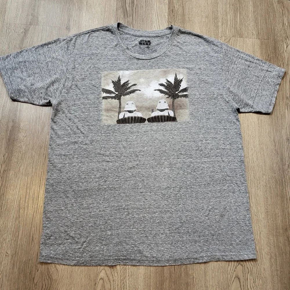 Star Wars Mens T-Shirt Stormtrooper Relaxing Palm Tree Beach Sze XL Short Sleeve
